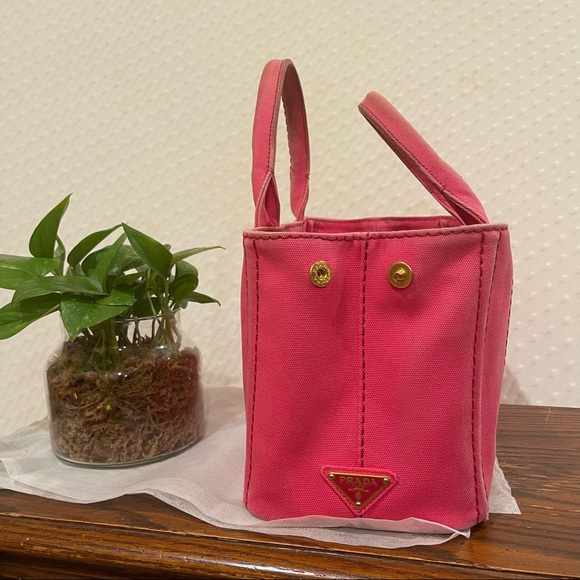 Authentic Prada Canapa Handbag/ sling bag Color Peonia/ Pink - Picture 5 of 15